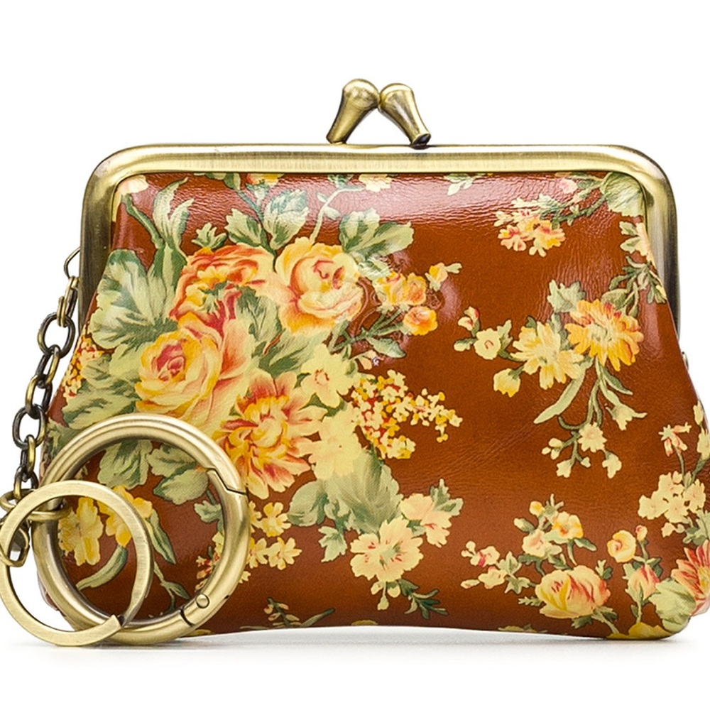 Patricia Nash Floral Coin Purse.  - Brown and Cream. NWT